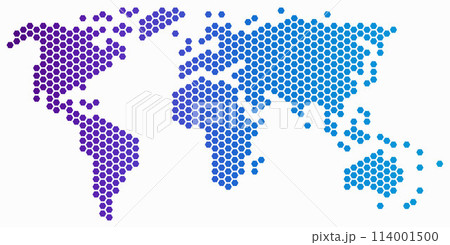 Hexagon shape world map on white background. 114001500