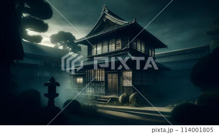 不気味な雰囲気の日本家屋 不気味な雰囲気の日本家屋 114001805