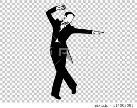 燕尾服を着て踊る男性ダンサー 114002093