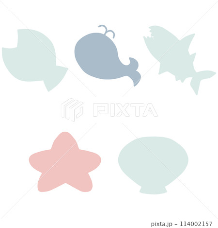 海をイメージした、魚や貝などのシンプルな可愛い形のフレームセット 114002157