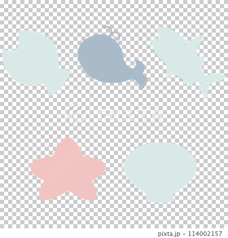 海をイメージした、魚や貝などのシンプルな可愛い形のフレームセット 114002157