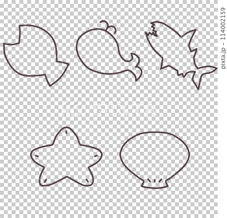 海をイメージした、魚や貝などのシンプルな可愛い形のフレームセット 114002159