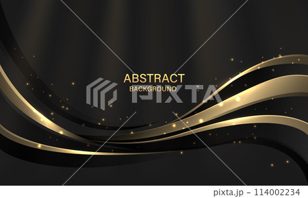 Abstract vector luxury golden black curve gritter on grey geometric design creative background 114002234