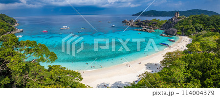 Aerial view of Similan island in Phang Nga, Thailand 114004379