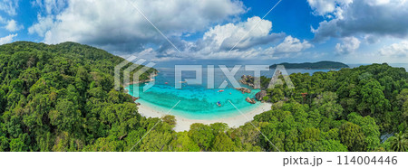 Aerial view of Similan island in Phang Nga, Thailand 114004446