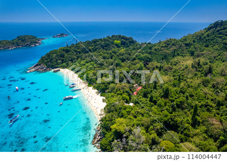 Aerial view of Similan island in Phang Nga, Thailand 114004447