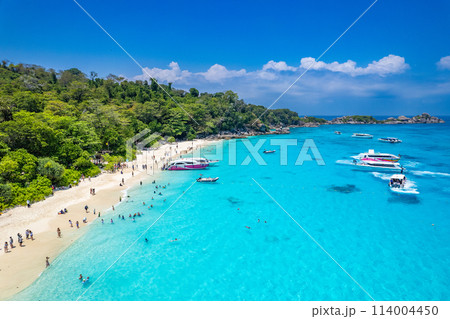 Aerial view of Similan island in Phang Nga, Thailand 114004450