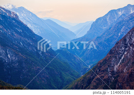 Mountain landscape in Everest region, Nepal 114005191