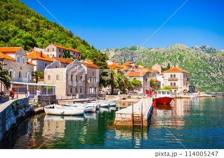 Boats in Perast town port, Montenegro 114005247