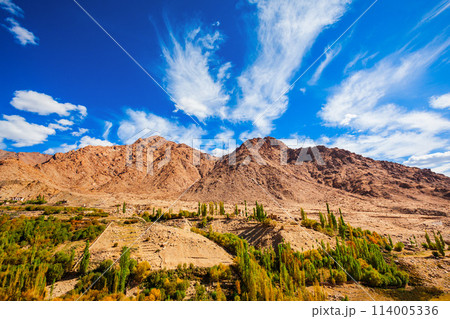 Scenic mountain landscape in Ladakh, India 114005336