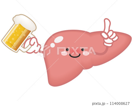 ビールジョッキを持つ肝臓 ビールジョッキを持つ肝臓 114008627
