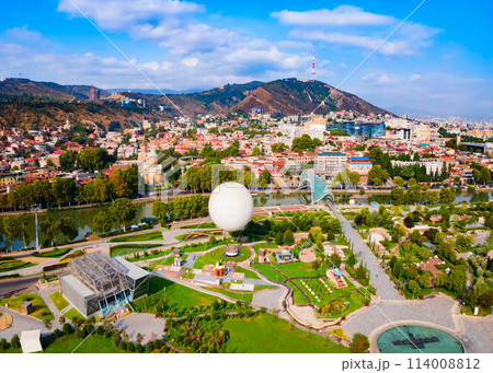 Tbilisi old town aerial panoramic view 114008812