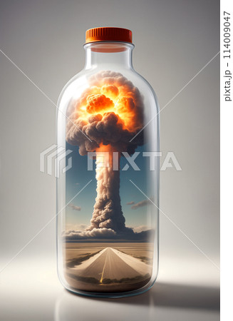 A nuclear or atomic explosion in bottle...のイラスト素材 [114009047] - PIXTA