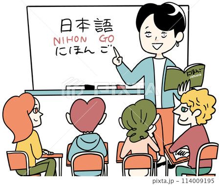 日本語教室の先生と外国人生徒 日本語教室の先生と外国人生徒 114009195