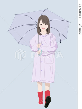 傘を差して歩く少女イラスト 114009213