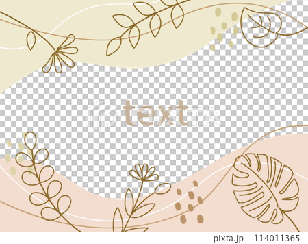 A stylish card combining abstract curves and lines with leaves and floral plants. A stylish card combining abstract curves and lines with leaves and floral plants. 114011365