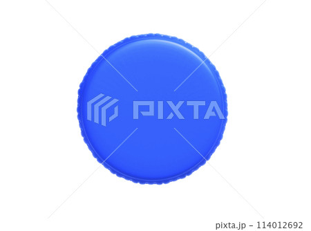 Blue plastic bottle caps isolated on white background 114012692