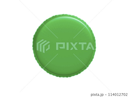 Green plastic bottle caps isolated on white background Green plastic bottle caps isolated on white background 114012702