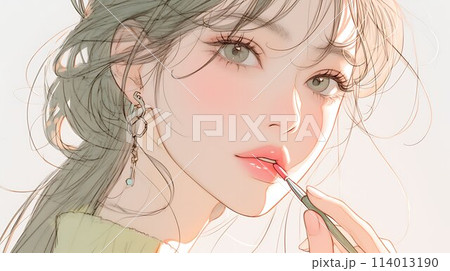 水彩調の美しい女性　AI	 114013190