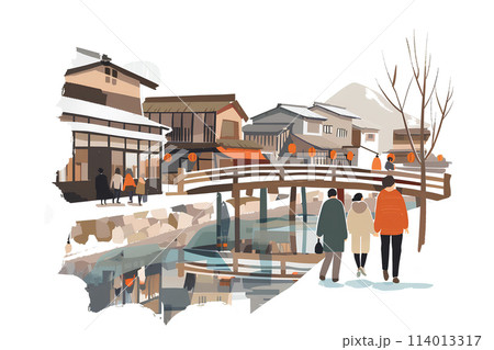 古い街並みと観光客-2 古い街並みと観光客-2 114013317