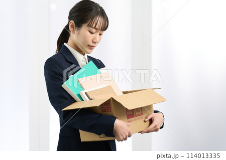 荷物を持ち移動するビジネスウーマン 114013335