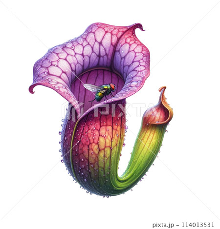 a fly is sitting on a flower in a pitcher plant a fly is sitting on a flower in a pitcher plant 114013531
