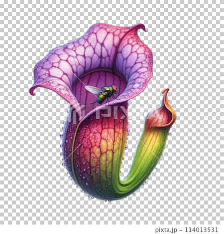 a fly is sitting on a flower in a pitcher plant a fly is sitting on a flower in a pitcher plant 114013531