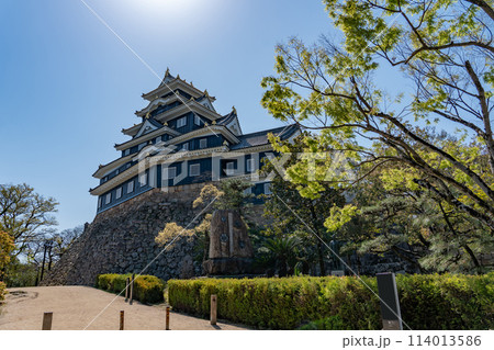岡山県　お堀側から見た岡山城 114013586