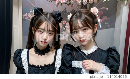 桜を見る女性 114014036