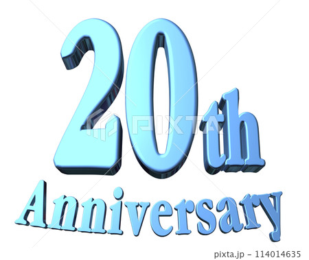 3DCG文字「20th Anniversary/20周年」ブルー,青 114014635