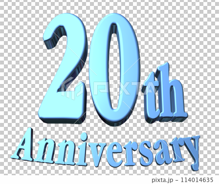 3DCG文字「20th Anniversary/20周年」ブルー,青 114014635