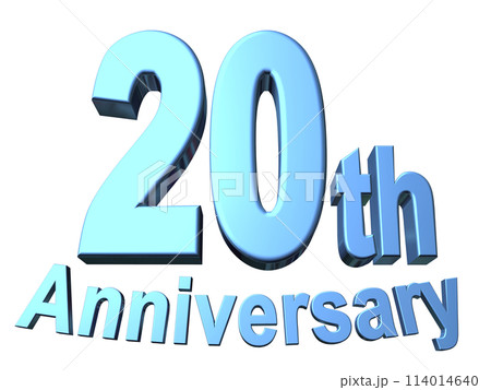 3DCG文字「20th Anniversary/20周年」ブルー,青 114014640
