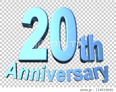 3DCG文字「20th Anniversary/20周年」ブルー,青 114014640