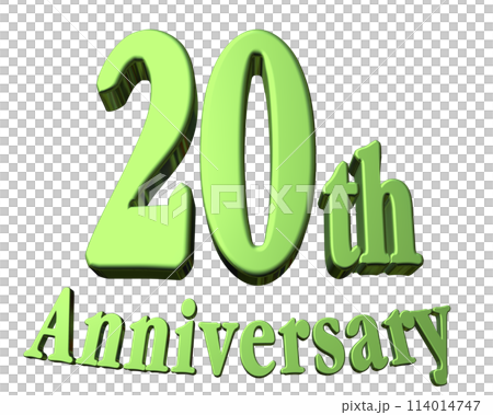 3DCG文字「20th Anniversary/20周年」グリーン,緑 114014747