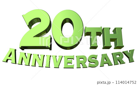 3DCG文字「20th Anniversary/20周年」グリーン,緑 114014752