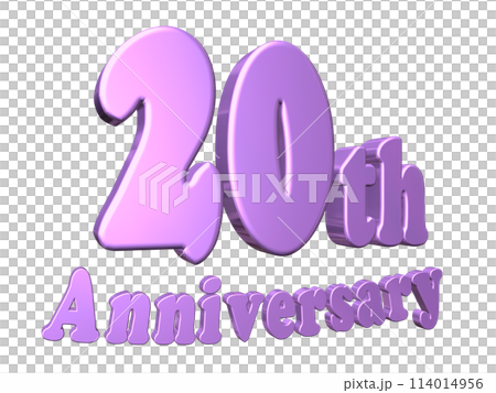 3DCG文字「20th Anniversary/20周年」パープル,紫 114014956