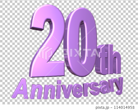 3DCG文字「20th Anniversary/20周年」パープル,紫 3DCG文字「20th Anniversary/20周年」パープル,紫 114014958