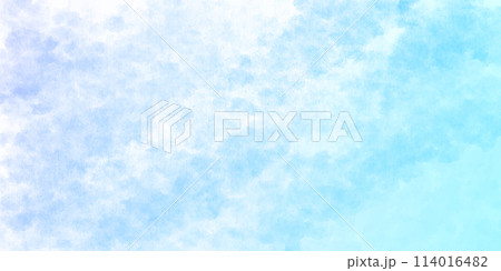 青　紫　水彩　和紙　背景	 114016482