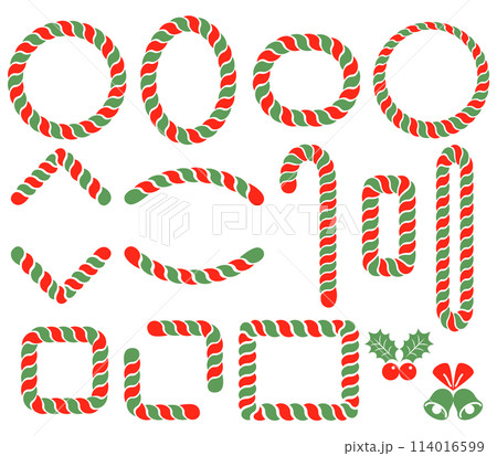 シンプルなロープの装飾枠【セット・クリスマス】 114016599