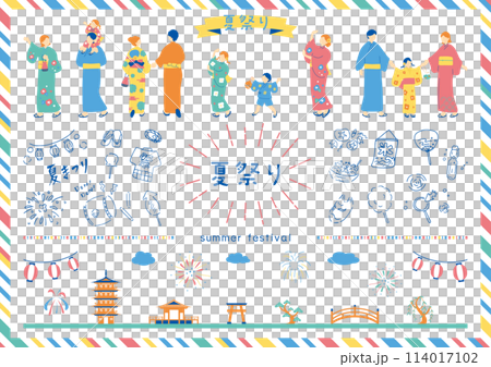 夏祭りを楽しむ人達 114017102