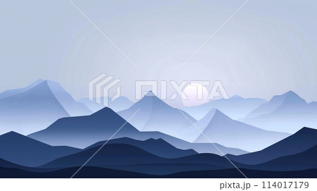 A simple vector landscape, elegantly depicting mountains with clean, minimalistic lines A simple vector landscape, elegantly depicting mountains with clean, minimalistic lines 114017179