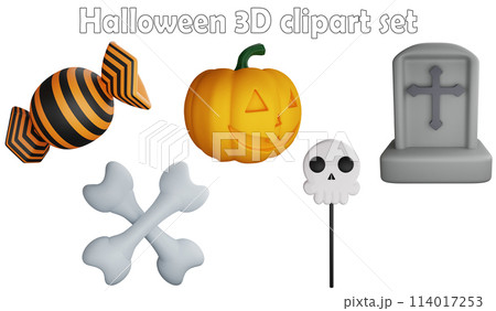 Halloween clipart element ,3D render Halloween concept isolated on white background icon set No.10 Halloween clipart element ,3D render Halloween concept isolated on white background icon set No.10 114017253