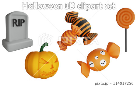 Halloween clipart element ,3D render Halloween concept isolated on white background icon set No.11 114017256