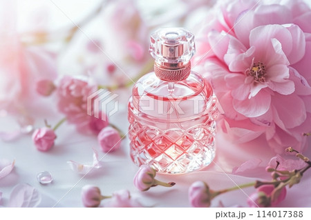 Sweet and delicate womens perfume in a charming bottle, exuding a soft, delightful scent Sweet and delicate womens perfume in a charming bottle, exuding a soft, delightful scent 114017388