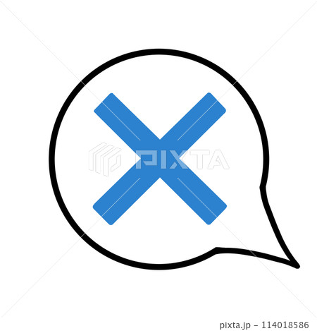吹き出し(バツ・青・線画なし・右下) 吹き出し(バツ・青・線画なし・右下) 114018586