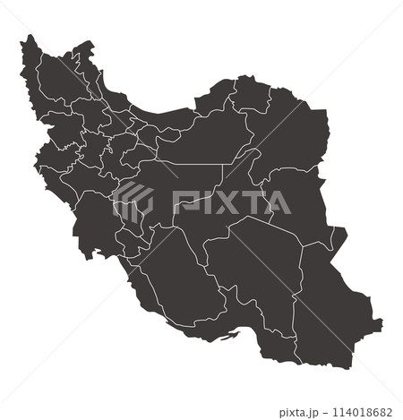 イラン・イスラム共和国の地図、州境入り、モノクロ イラン・イスラム共和国の地図、州境入り、モノクロ 114018682