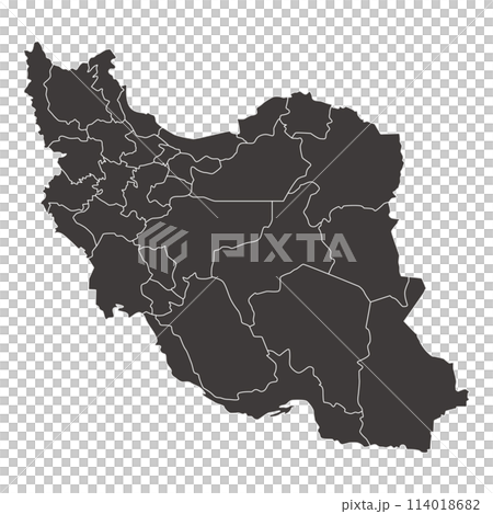 イラン・イスラム共和国の地図、州境入り、モノクロ イラン・イスラム共和国の地図、州境入り、モノクロ 114018682