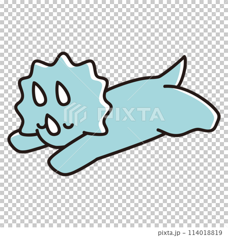 Illustration of a baby triceratops lying face down with its eyes closed 114018819