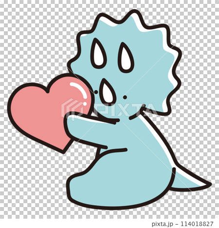 拿著一顆心的小三角龍的插圖 114018827