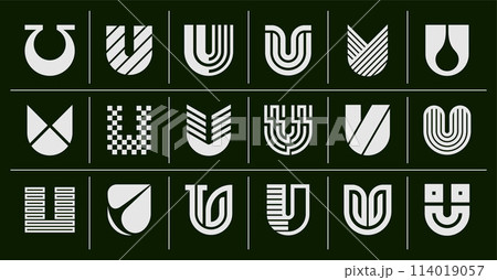 Modern line company letter U logo design set 114019057